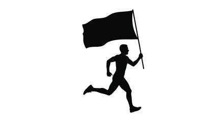 Running man with flag black silhouette high quality © RAYHAN
