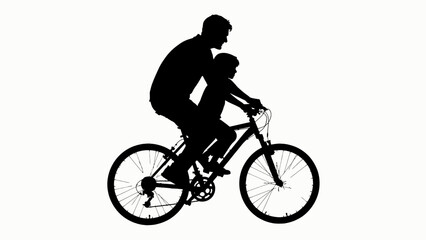 Obraz premium Father's Day Cycling, bicycle, bike, rider, silhouette, vector icon, transportation, sports isolated on White Background vector
