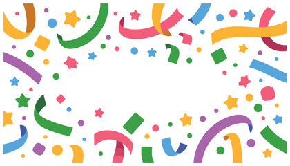 Fototapeta premium Festive celebration border with confetti and streamers isolated on white