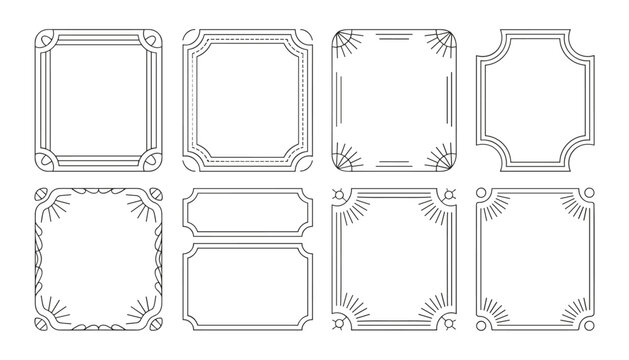 Art deco vector frames collection geometric borders line art vintage design elements