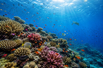 under water ocean / landscape underwater world, scene blue idyll nature Coral reefs fish © yuda