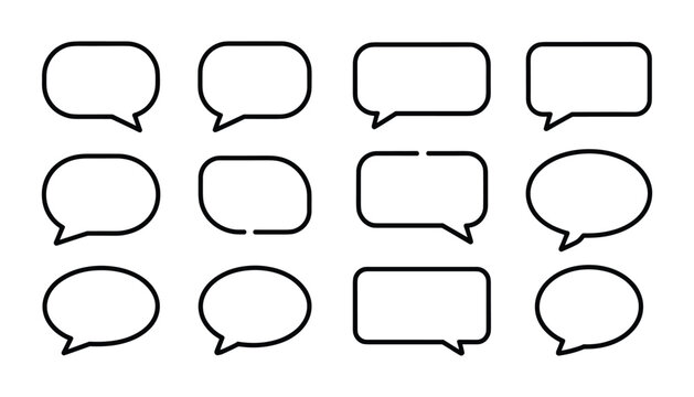 Speech bubble vector set communication icons for dialogue messaging and text boxes