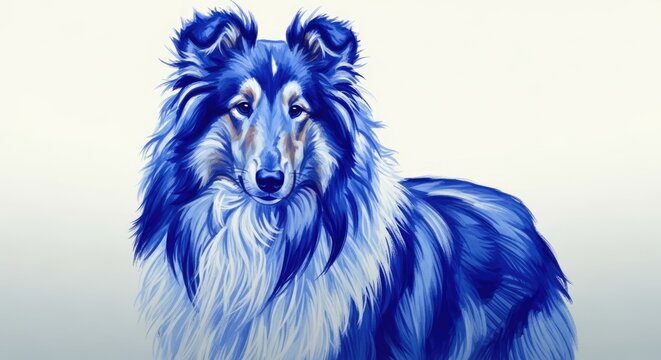 Frontal portrait of an artistic blue collie dog.