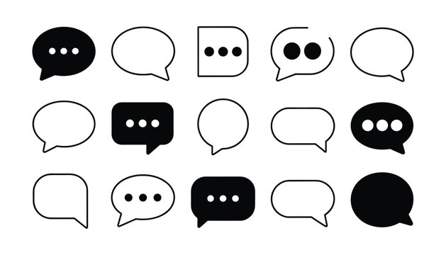 Chat bubbles vector set communication icons for messaging dialogue and social media