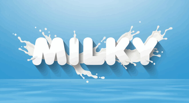 Milky splash effect logo on light blue background