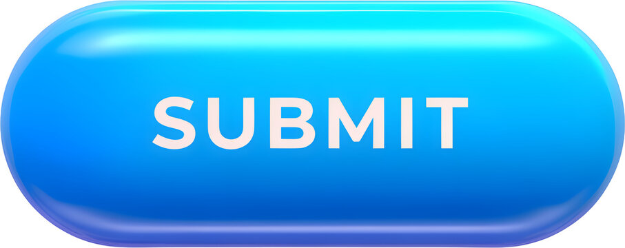 Gradient blue rounded submit button for digital interface UX design, isolated graphic