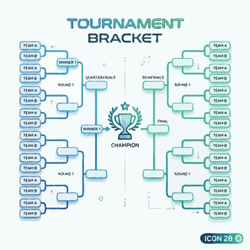Tournament bracket with trophy and teams tournament competition champion