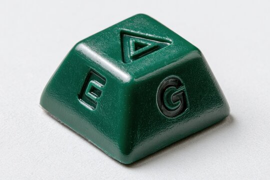 Green mechanical keyboard keycap with engraved characters
