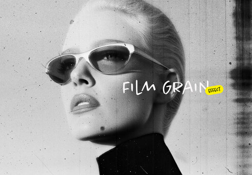 Authentic Film Grain Photo Effect &ndash; Monochrome for Album Cover & Social Media (PSD)