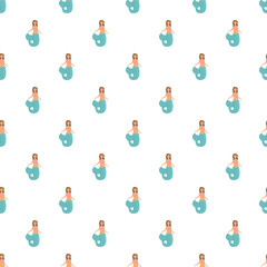Fototapeta premium Repeating cute cartoon mermaids forming an endless graphic design