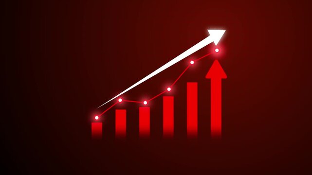 Business graph with percentage, shopping discount and tax adjustment concept, interest rate changes to fight inflation,investment return, and Motion graphics of business concept.business profit graph