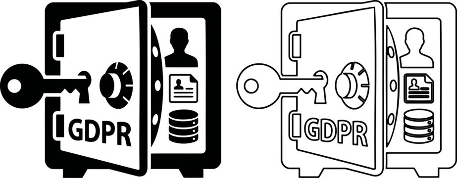 Secure access icon with key unlocking a GDPR vault for data privacy management and compliance software