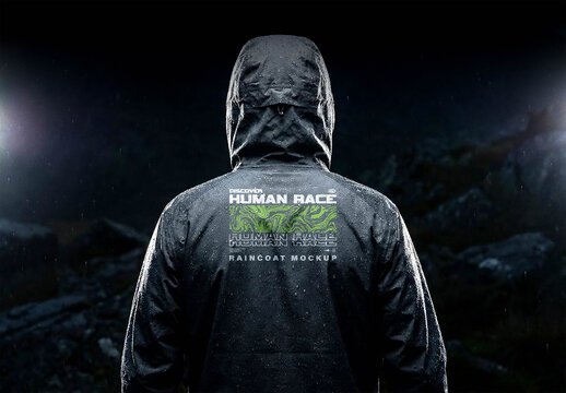 Raincoat Mockup &ndash; Back View Apparel Presentation (PSD)