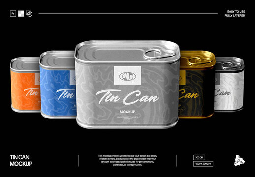 Tin Can Mockup &ndash; Isolated Packaging Branding Presentation (PSD)