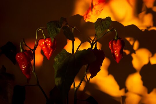 glow peppers with dramatic shadows and red ghost