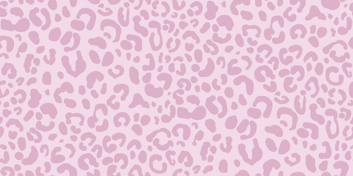Wild cat spots in pink shades, seamless pattern with jaguar skin, snow leopard isolated on pink