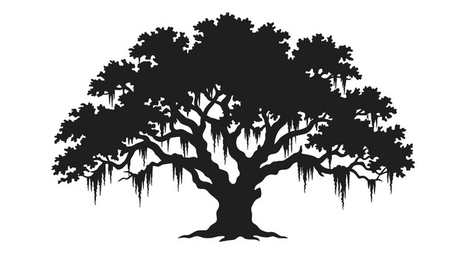 Southern live oak tree silhouette