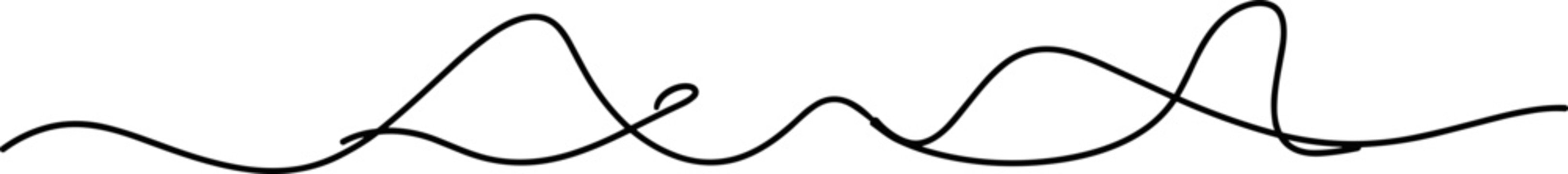 Abstract waveform line art, black ink doodle on white background, minimalist design