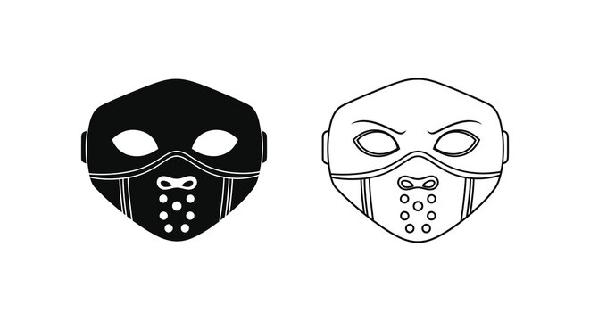 Protective face mask silhouettes black and white illustration silhouette high quality
