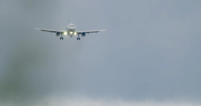 Plane Landing on Runway at DCA Airport in Washington DC, USA