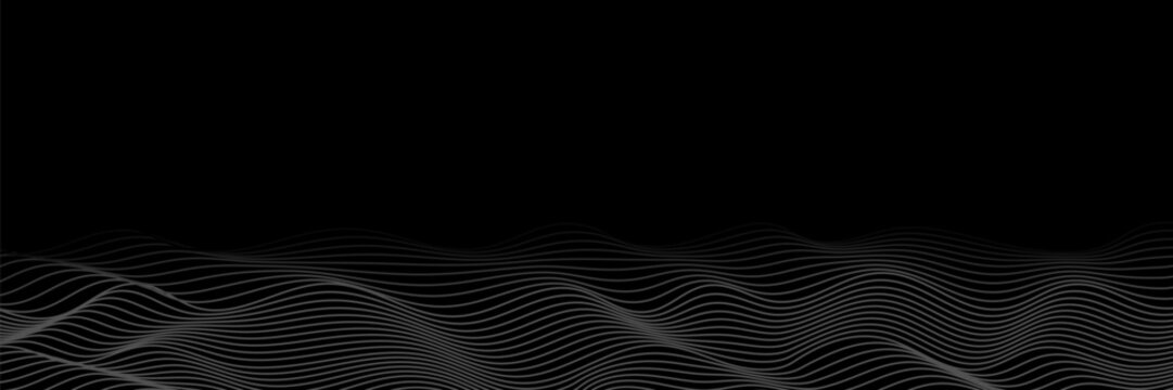 Dark Wave Lines Pattern Background. Technology Banner. Vector Illustration. Abstract Business Wallpaper