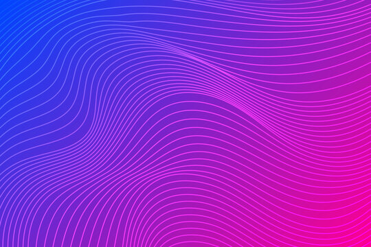 Abstract Purple and Blue Wave Lines on Black Background. Wallpaper. Vector Illustration