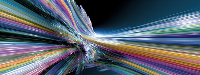 Fototapeta premium Vibrant Abstract Light Streaks Converging in a Tunnel of Colorful Energy and Motion