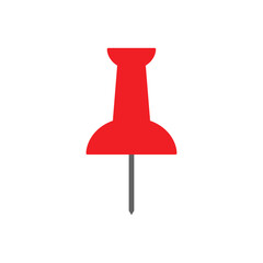 Fototapeta premium Red push pin icon for office and map location marking