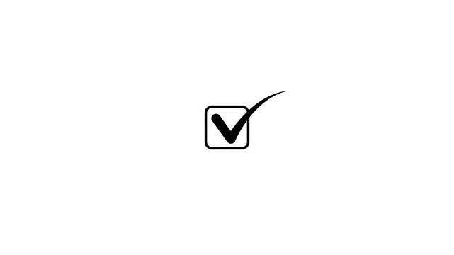 Tick mark animated on the ellipse box. fill in the box, successful symbol, check mark, animation