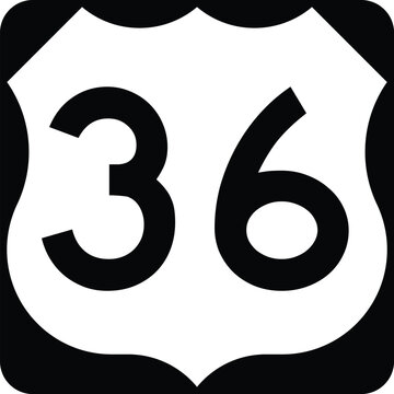 US Route 36 Sign Road Shield Illustration Design Icon