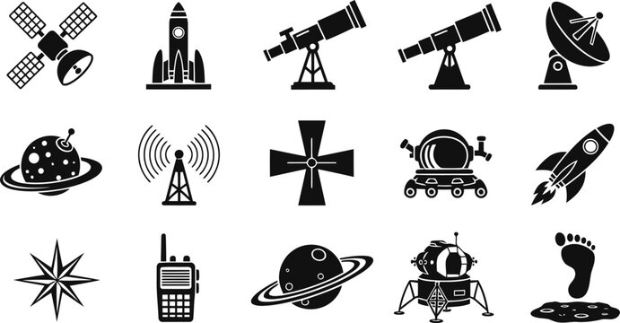 Space and Science Icons Collection Vector