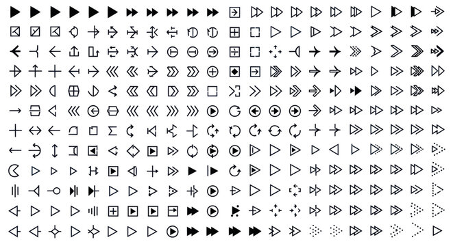 Arrow icon set directional navigation symbols