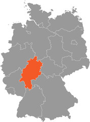 Fototapeta premium Hessen Location on Map of Germany with States and Regions Editable Cartographic Illustration.
