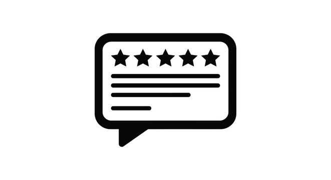 review speech bubble with stars icon black silhouette