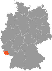 Fototapeta premium Saarland Location on Map of Germany with States and Regions Editable Cartographic Illustration
