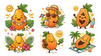 Obraz premium Mango cartoon characters in various poses.