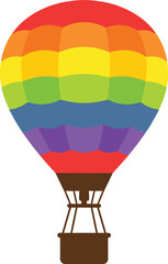 Fototapeta premium Colorful rainbow hot air balloon, vector illustration, vibrant multicolored design, festive travel symbol