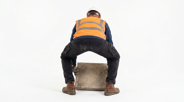 Man bending over on box with back to camera.