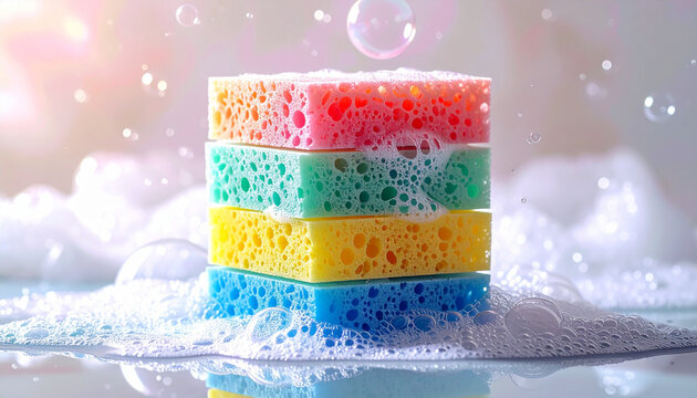  Aesthetic Rainbow Sponge with Bubbles