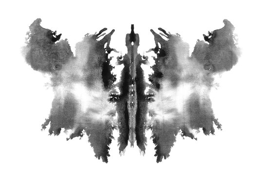 Photo inkblot projective test isolated on white background, clipping path, design element