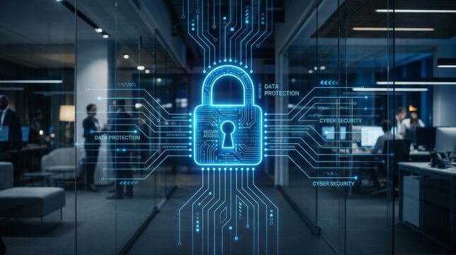 Abstract Digital Padlock Representing Corporate Cyber Security and Data