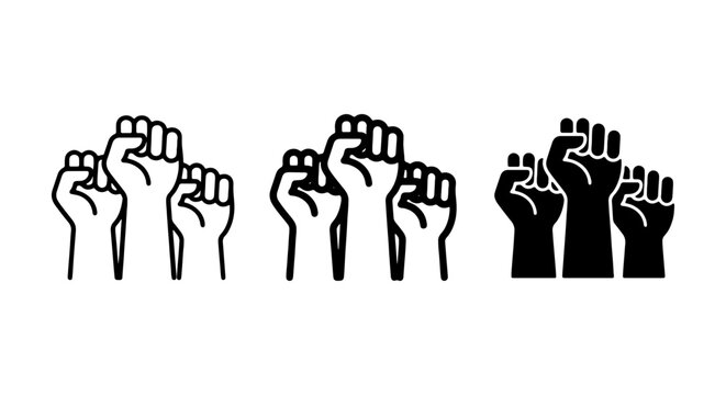 Raised Fist Icons, Protest Symbols, Activism Graphics, Social Justice Vector Set