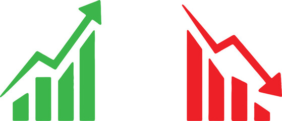 Graph showing financial ups and downs with arrows © Mst