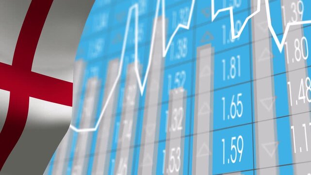 On clip start waving white flag overlapping chart while jagged line tracing showing market shifts