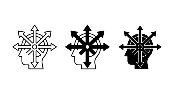 Mind Map Icons, Brainstorming Symbols, Creative Thinking Vectors, Decision Making Graphics
