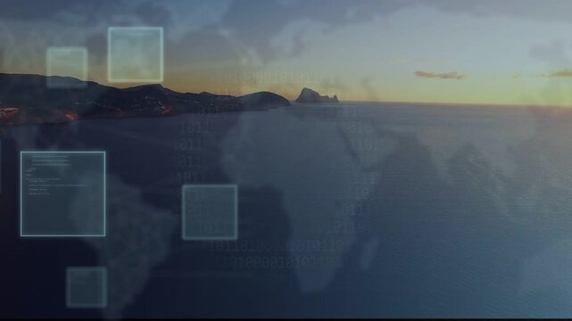 Coast map overlay after frame two showing GUI panels entering, shifting, fading, visualizing data