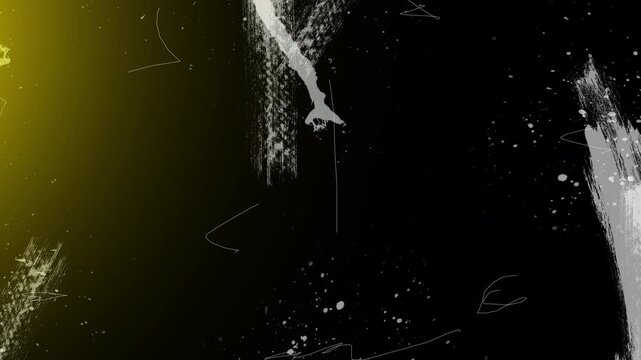 Artistic light leak background animation, abstract yellow glow with grunge brush strokes, cinematic textured motion graphic on black, creative artistic overlay.