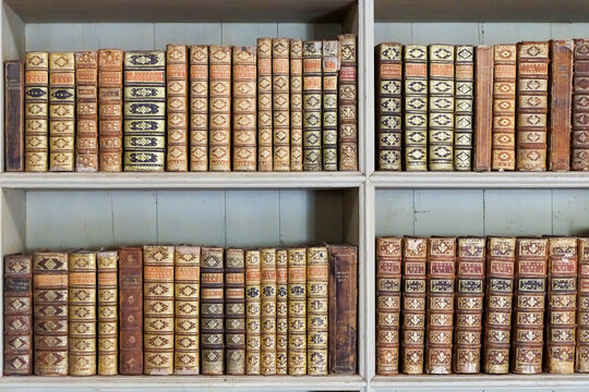 Antique Latin biblical books in a historic library