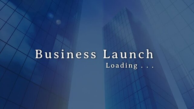 Opening frame showing Business Launch title starting upward pan, pulsing lights, conveying Loading