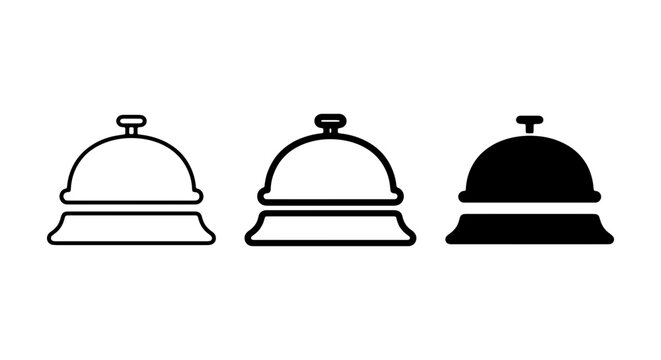 Hotel Bell Icons, Service Bell Vector Graphics, Reception Desk Bell Symbols
